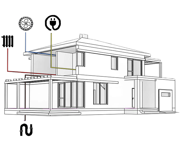 Монтаж и прокладка инженерных систем в доме, отопление, вентиляция, электричество, канализация